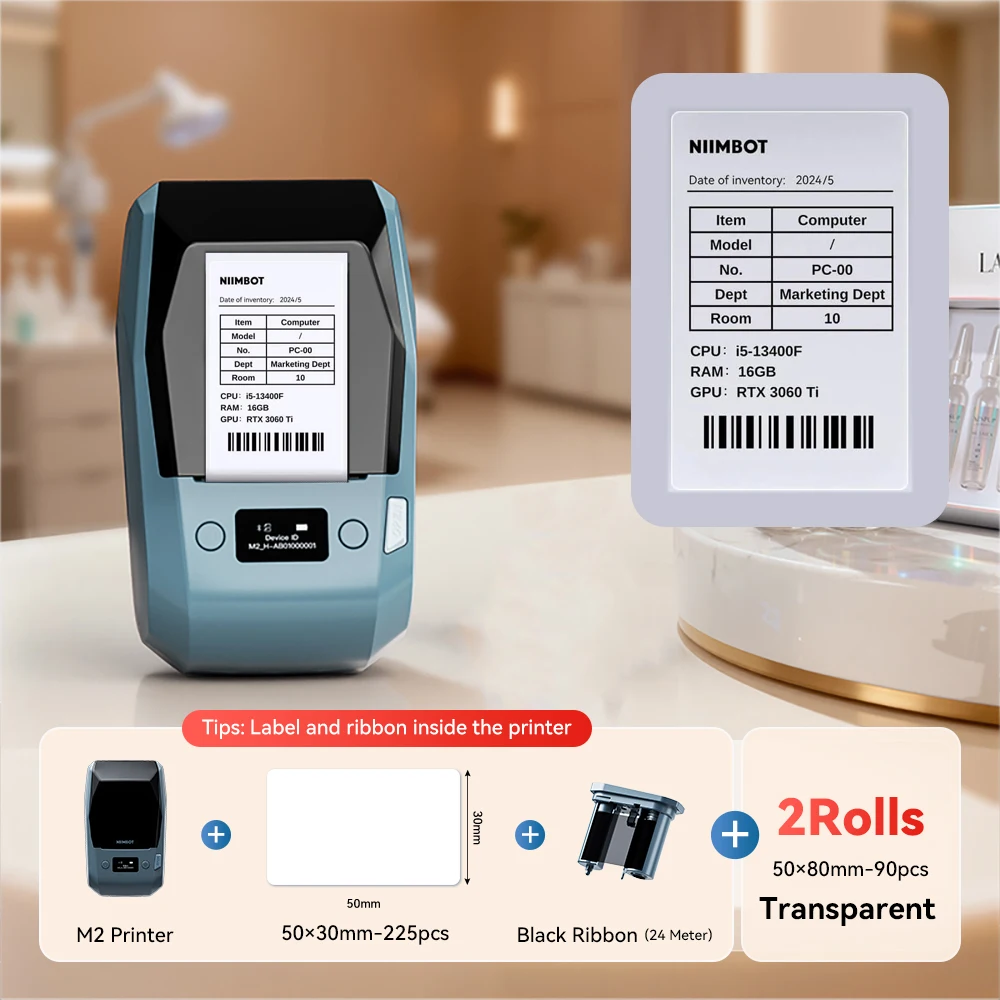 Niimbot M2 Thermische Transfer Labelprinter 300 DPI High Definition Draadloos 20-50 MM Printbreedte Labelmaker Ondersteuning Telefoon/PC