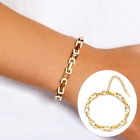 Fashion Golden Mix with White Bracelet for Men Stainless Steel Chain Jewelry, Hypoallergenic Gift Party Punk Bangles Accessories