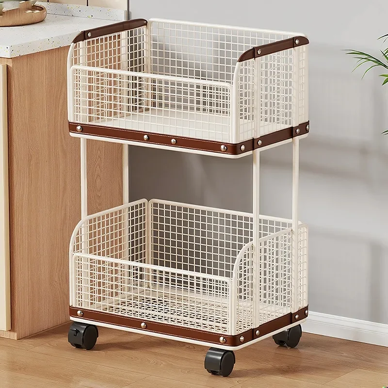Organizer Utility Cart Trolley Cart Multi Functional Small Cart Movable Vegetable Storage Rack Kitchen Cart Rolling Basket