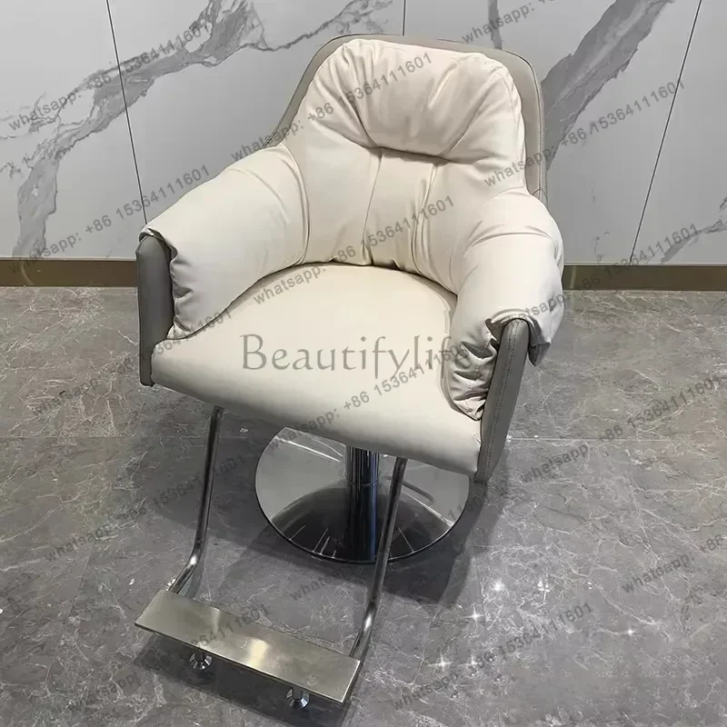 LJY Minimalist White Barber Chair Aesthetic Beauty Comfortable Nordic Hair Salon Chair Stylish Trendy Sillas De Barberia Furnitu