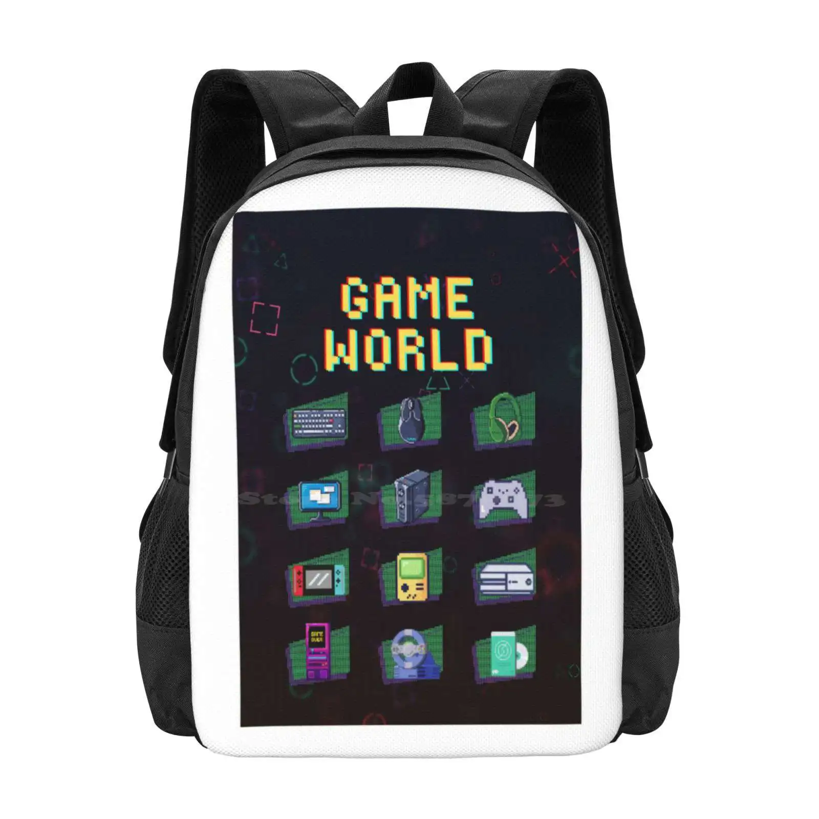 Game World School Bags For Teenage Girls Laptop Travel Bags Keyboard Mouse Headset Monitor Pc Controller Gameboy Console Cd