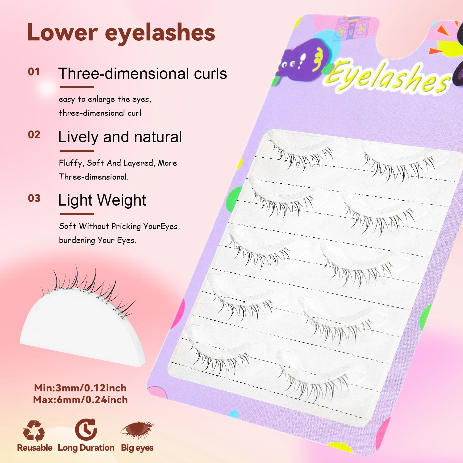 5 Pairs of Transparent False Eyelashes with Natural Flame Effect Under the Lower Lashes are Suitable for Beginners