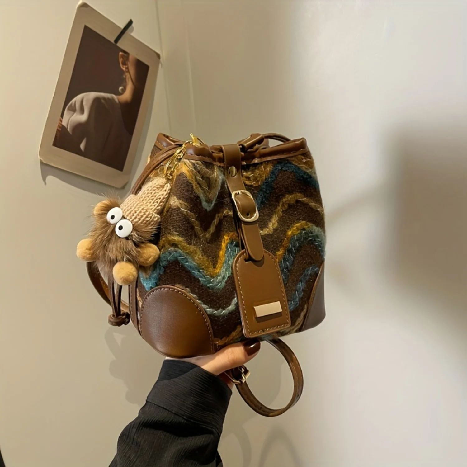 Borsa a tracolla vintage da donna - Borsa a mano e borsetta a secchiello a spalla retrò