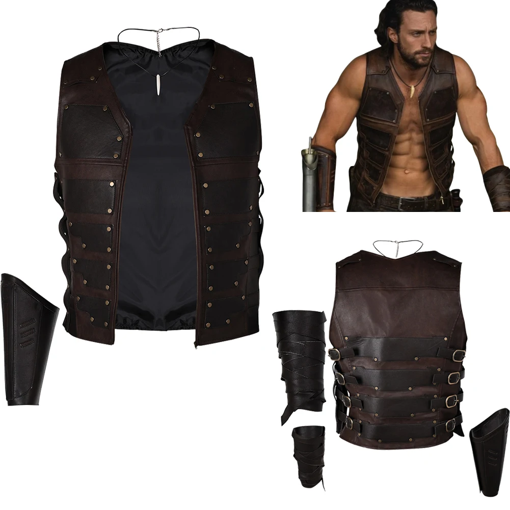 The Hunter Kraven Cosplay Fantasia Costume Vest Jacket Hand Guard Disguise For Men Male Adult Halloween Carnival Party Suit