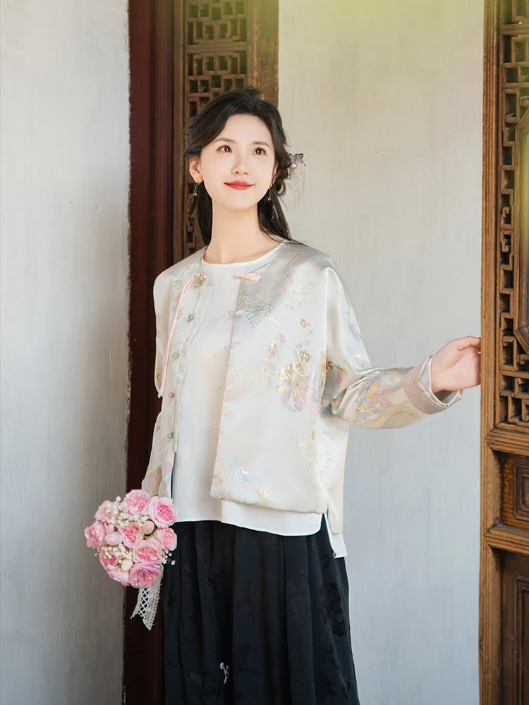 

Ele Long Sve Wedding Outerwear New Chinese Sle High-End Early Spring ort Embroidered Design Breathable