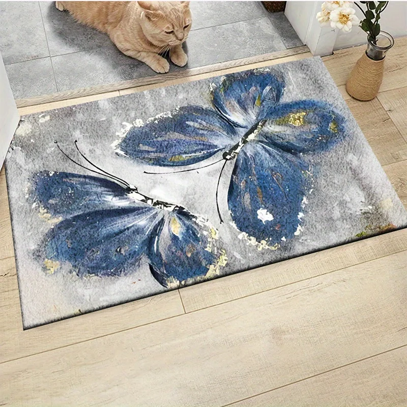 Farmhouse Floral Floor Mat Retro Plank Background with Dried Chamomile Print Rug Gentle Neutral Tone Household Decor Pad（