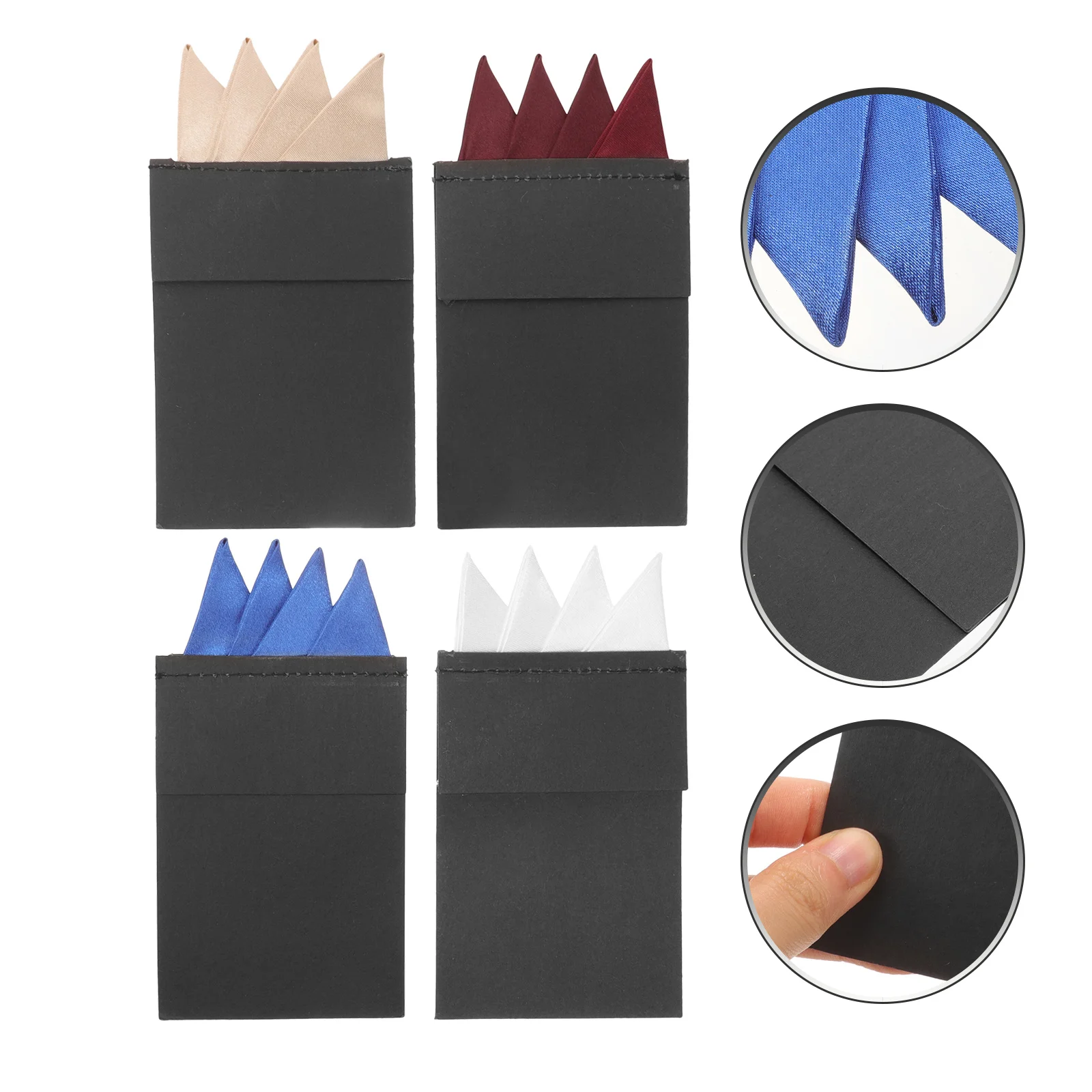 4Pcs Mens Pocket Square Handkerchief Suit Accessory Pre-Folded Fabric Handkerchief for Business Formal Events Gentleman Gift