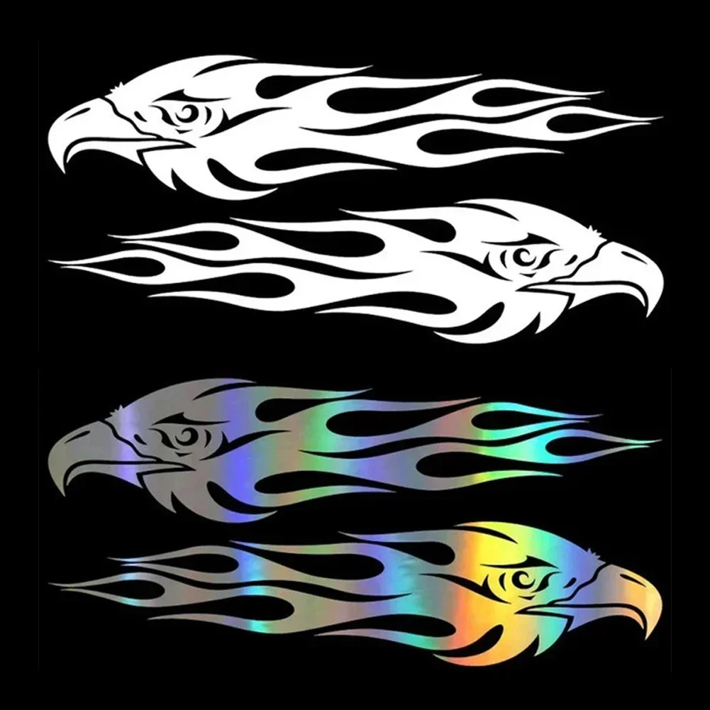 2Pcs Cool Eagle Flame Pattern Reflective Car Sticker DIY Kit Vinyl Decal for Auto Scooter Exterior Styling Decor Accessories