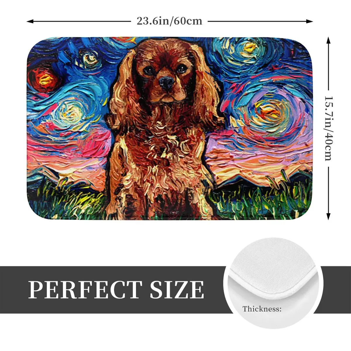 Ruby Dog Cavalier King Charles Spaniel Night Non-slip Doormat Floor Mat Carpet Rug for Kitchen Entrance Bathroom Footpad Mats
