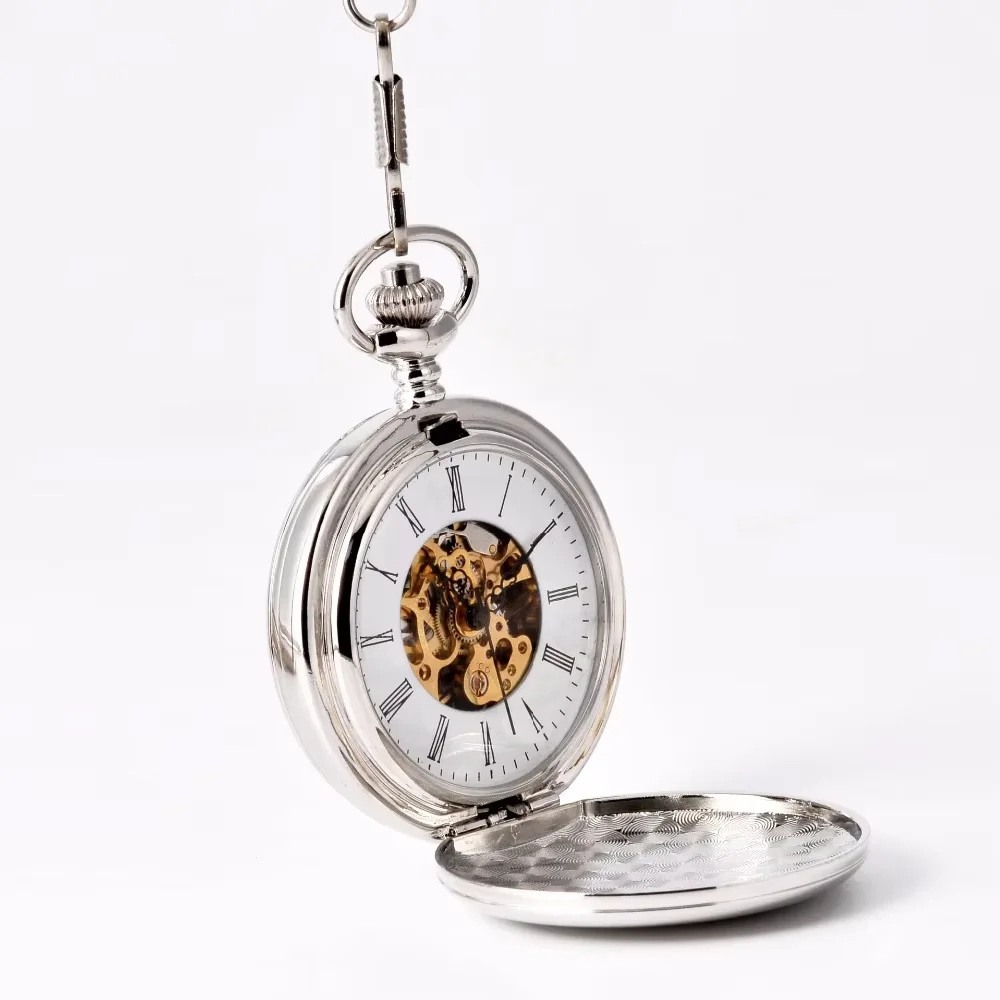 Gold Gear Retro Large Pocket Watch Silver Mechanical Two-faced Manufacturers