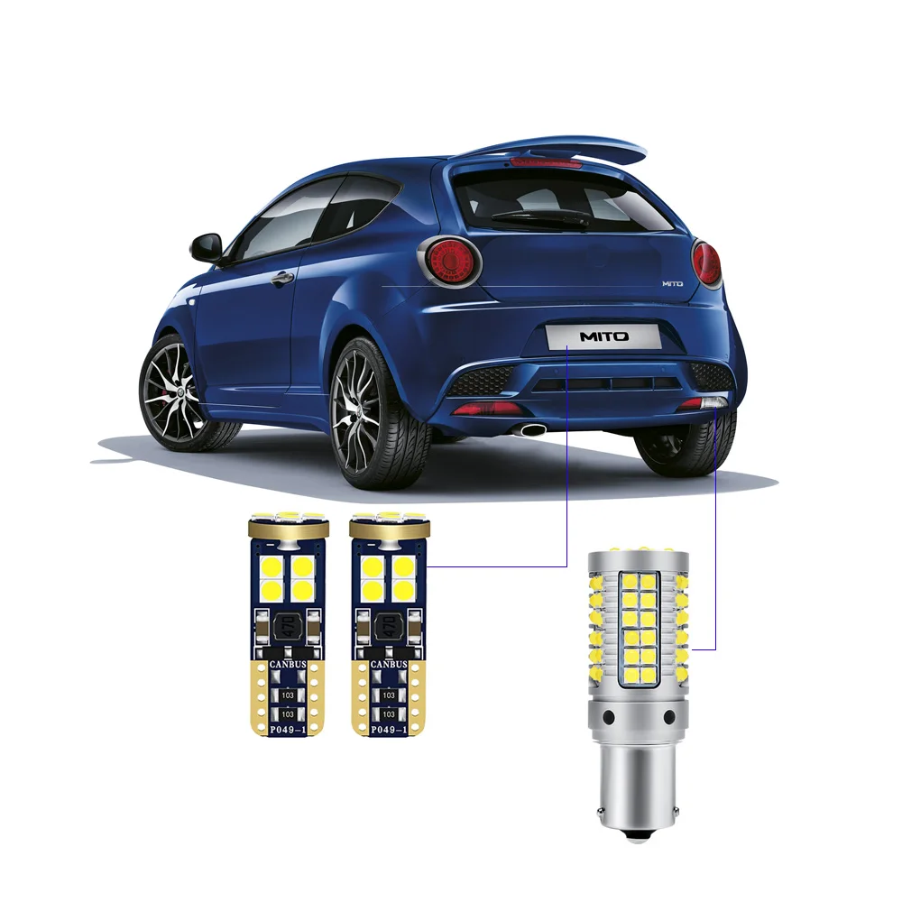 3Pcs Led Bulbs For Alfa romeo MiTo 2008-2018 LED Backup Reversing License Plate Light