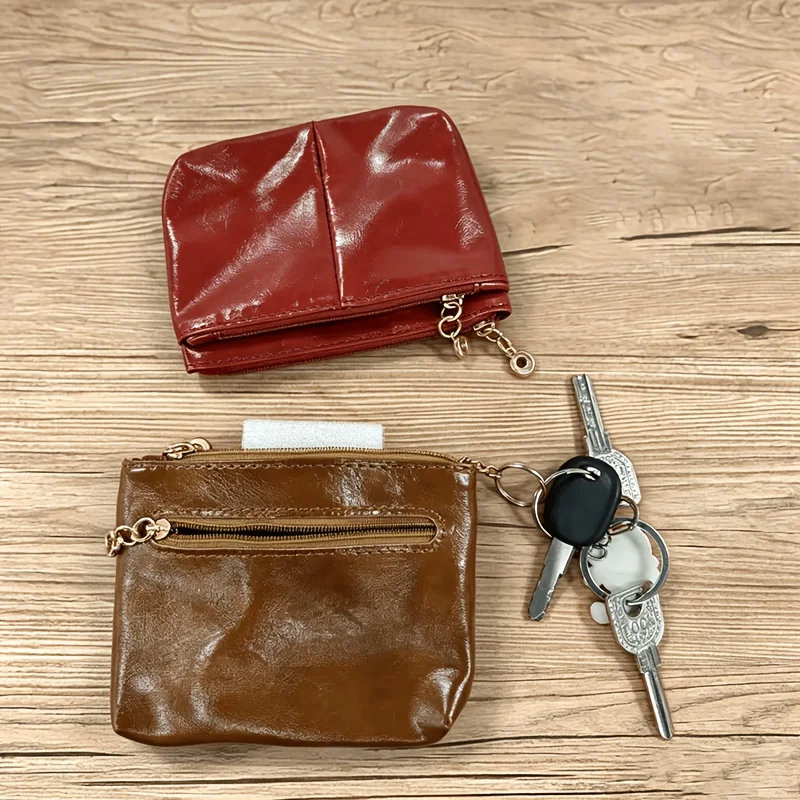 Small Zipper Coin Purse, Minimalist Card Pouch for Business Cards, Driver License, Transit Cards & Keys