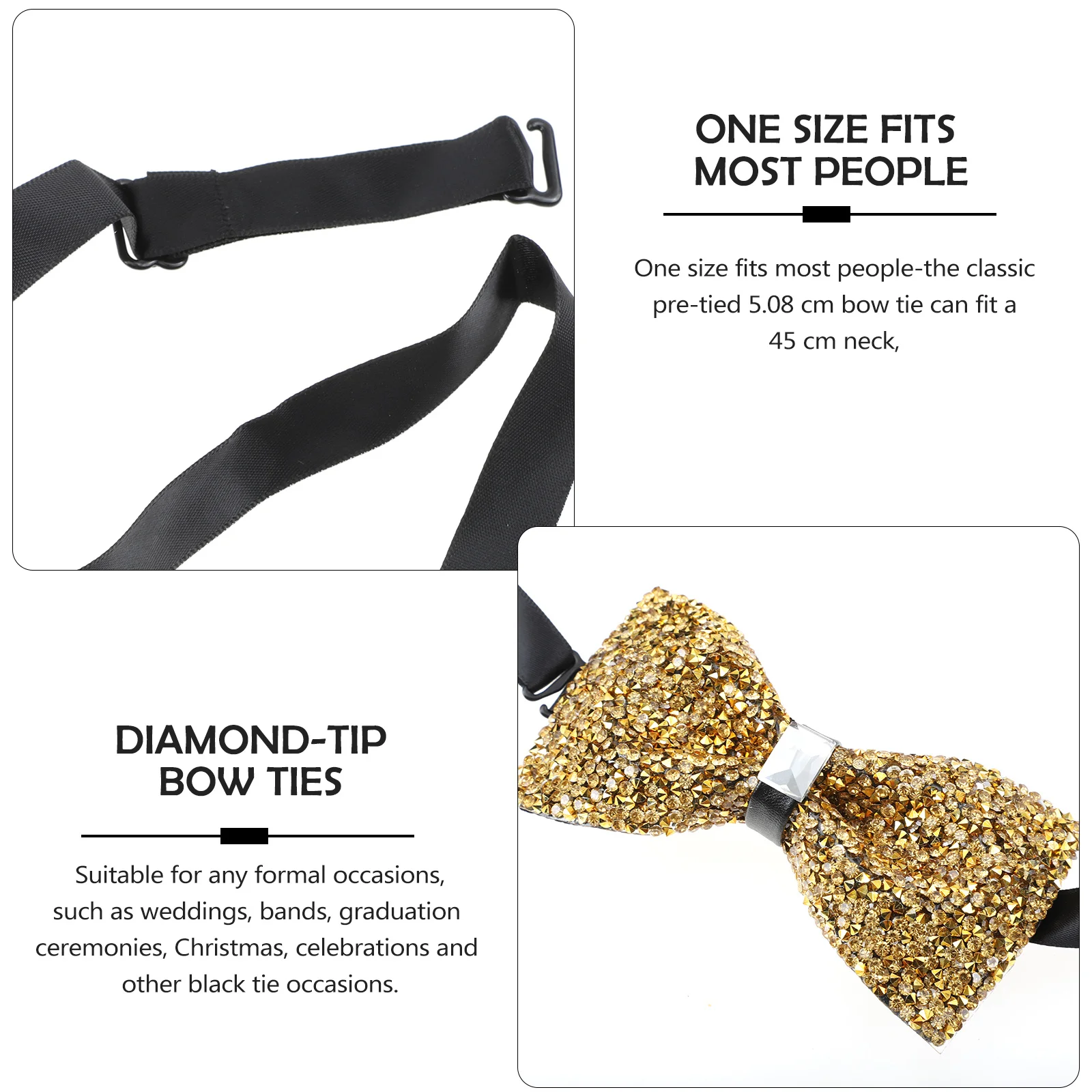 2 قطعة العلاقات حجر الراين للرجال الماس تلميح قبل تعادل ربطة القوس فيونكة قابل للتعديل كليب مأدبة حفل زفاف الحدث الرسمي كريستال ربطة القوس فيونكة