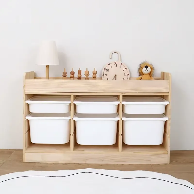 Burlywood Eco-friendly Children's Furniture Bedroom Kindergarten Toys Books Storage Cabinet Large Capacity