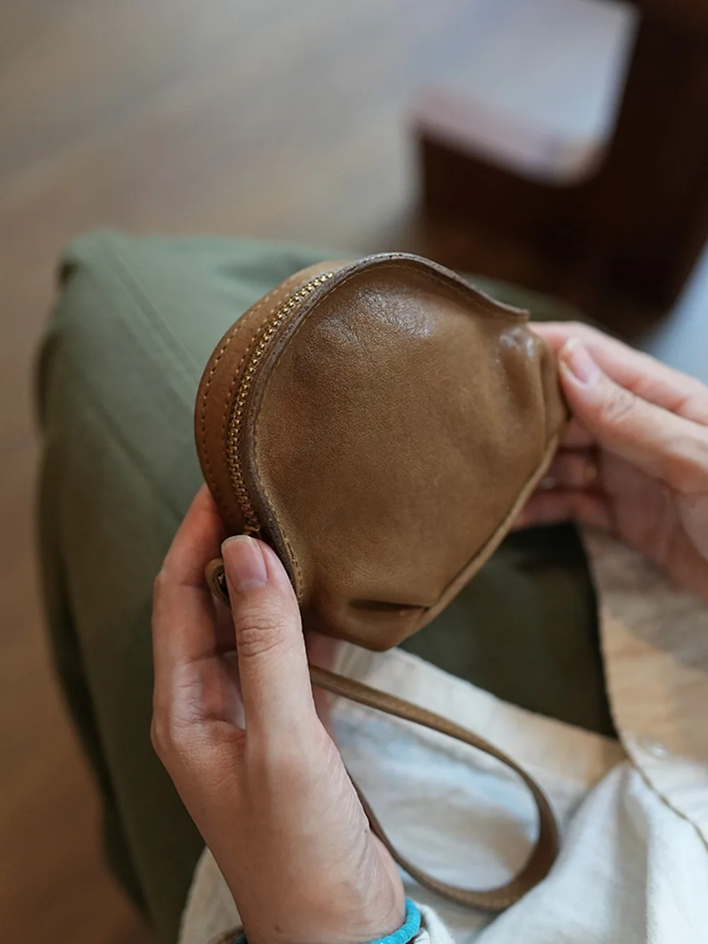 Top-grain leather coin purse, vintage premium genuine leather pouch, storage bag for jewelry and lipsticks, gift for friend