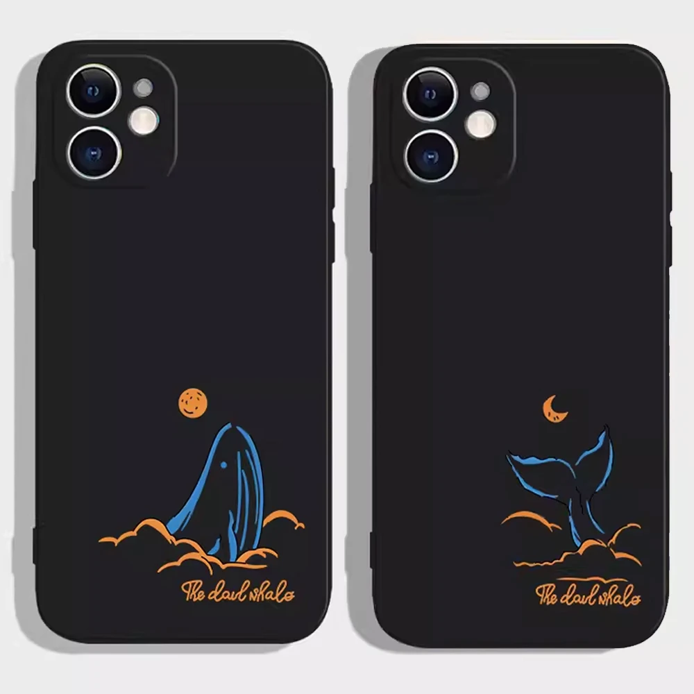 

Funny Simple Whale Lovers Couple Phone Case for Samsung S25 S23 S22 S21 FE Ultra Soft Covers for Samsung Galaxy S24 Plus Fundas