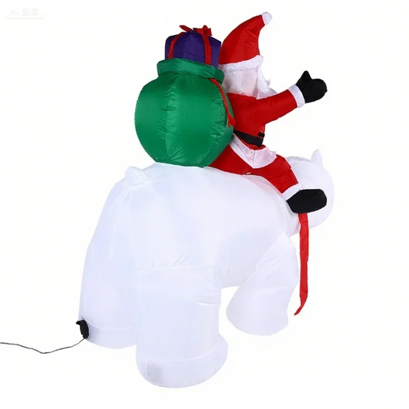 Decoration of Christmas 2.1m Light Emitting Diode Inflatable Balloon Santa Ride Polar Bear Christmas Ornaments