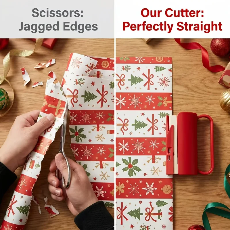 Adjustable Wrapping Paper Cutter, Sliding Roll Paper Cutting Tool Set with Blade, for Gift Wrapping, Crafts, Home & Office Use