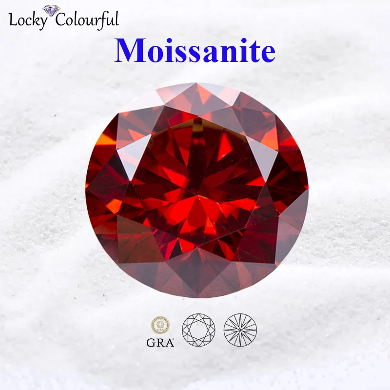 

Moissanite Round Shape Garnet Color VVS1 Beads for Charms DIY Jewelry Making Necklace Earrings Materials with GRA Certificate