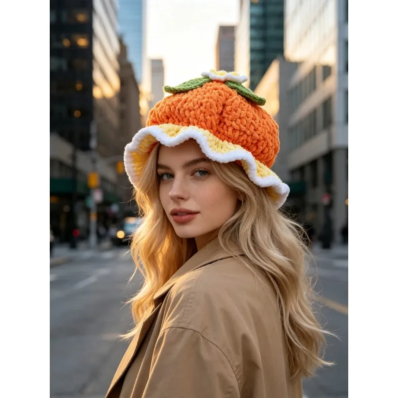 Classic Strawberry Shortcake and friends inspired, ORANGE BLOSSOM, Crochet adult bucket hat, rave hat