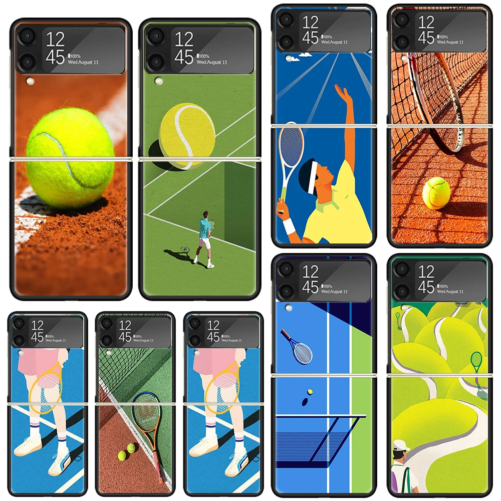 Tennis Sport Handy hülle für Samsung Galaxy Z Flip ZFlip 6 Flip6 5 Flip5 4 Flip4 3 Flip3 5g Art Fundas schwarze Abdeckung