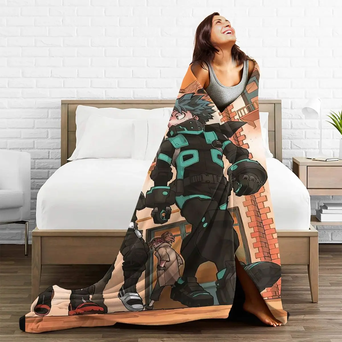 Katsuki Bakugo My Hero Academia Blankets Flannel Spring/Autumn Anime Plaid Manga Thin Throw Blanket for Bed Office Plush Quilt