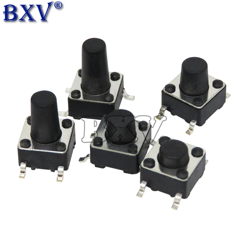 50PCS 6X6X4.3/5/6/7/7.3/9/10mm Tactile Push Button Switch Micro Switch 6*6* 4.3mm 5mm 6mm 7mm Power Switch Button SMD