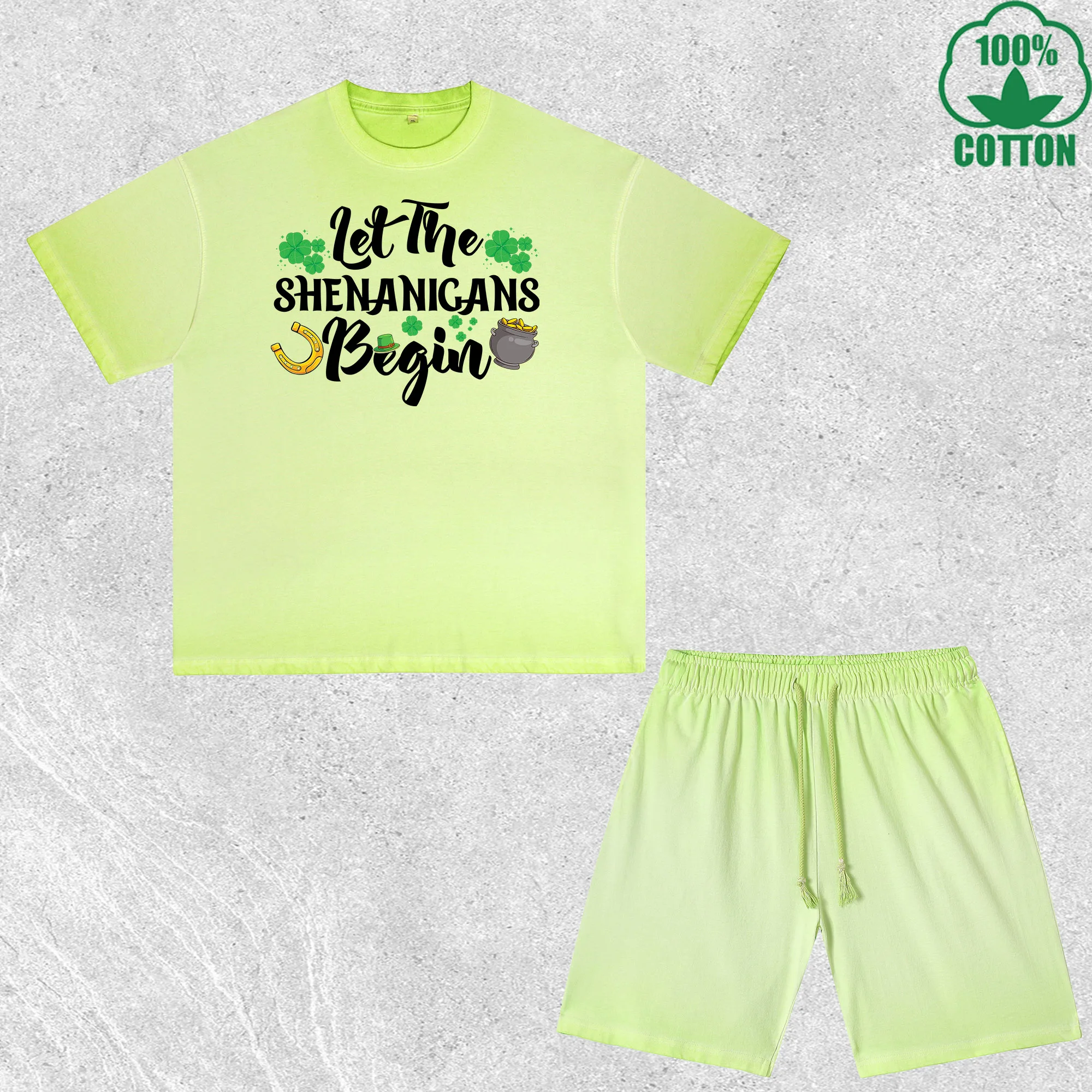 

lets the Printed Dirty Wash T-Shirt Shorts Set Multicolor Combo Loose Trendy Fashionable 100%Cotton Short Value Pack