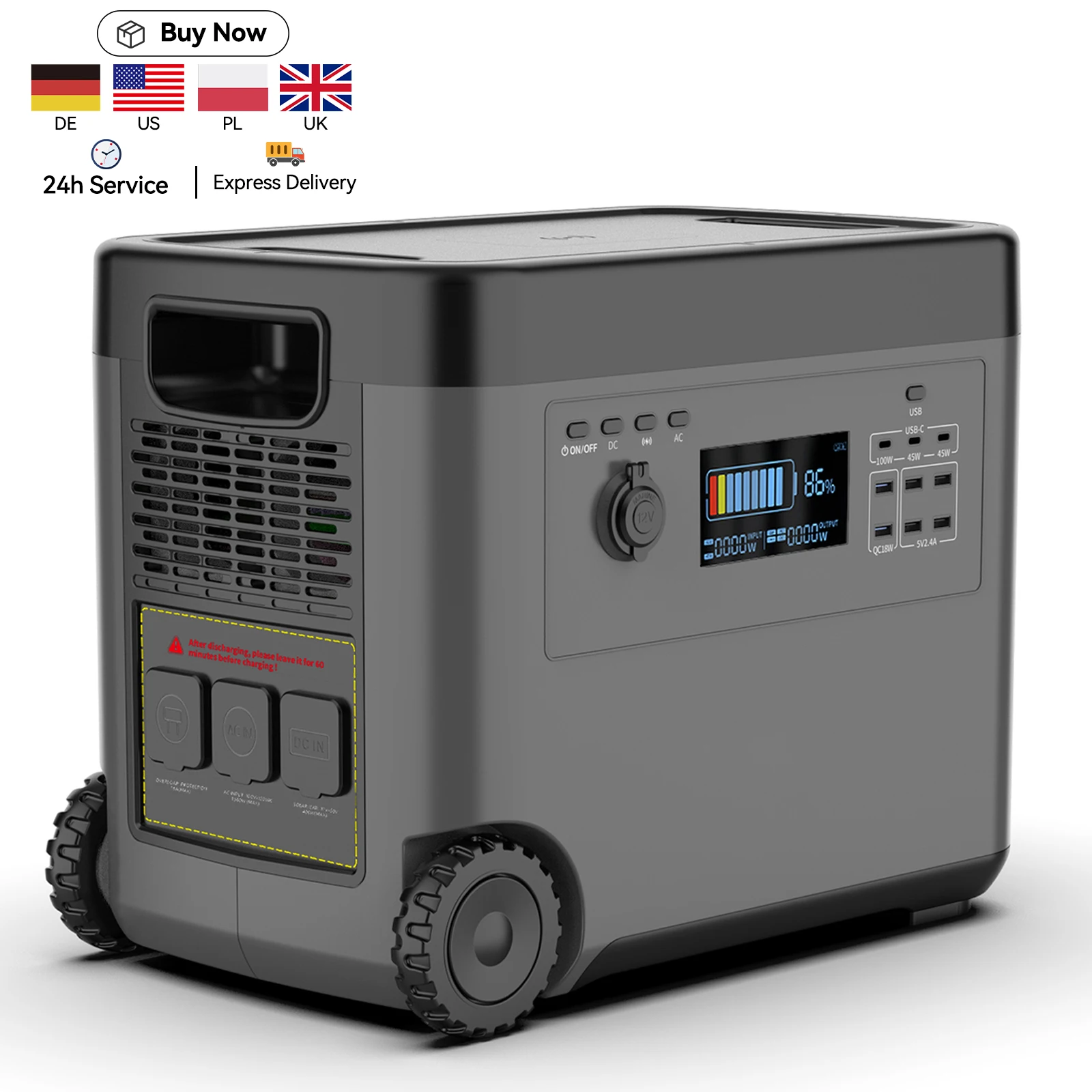 Germany Stock Solar Wireless Charging Outdoor Camping Generator Backup All In One 2500w 3000w 5000w Portable Power Station