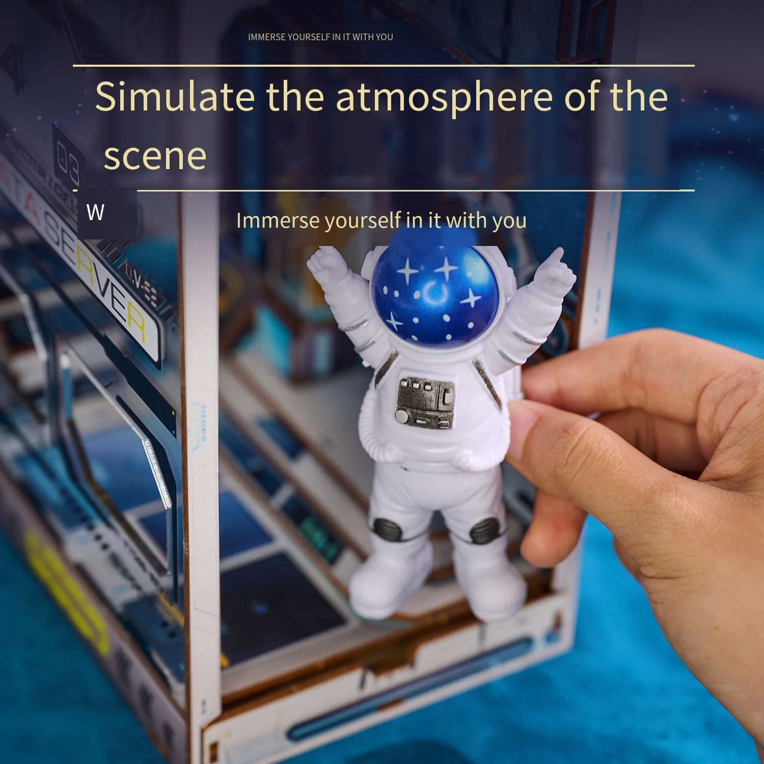 مستقبلية الخيال العلمي الغريبة محور Bookend DIY الحرفية مع تمثال رائد الفضاء أفضل صديق هدية عيد ميلاد ديكور المنزل