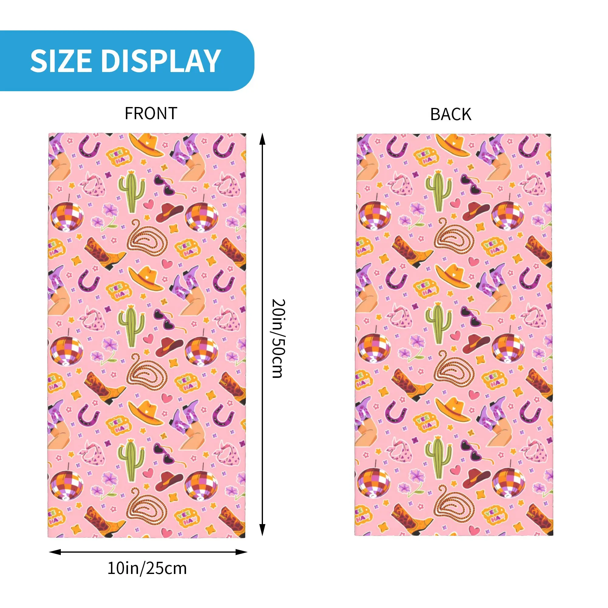 Pink Preppy Stars Cowgirl Bandana Neck Gaiter Printed Face Scarf Balaclava Running Unisex Adult Breathable