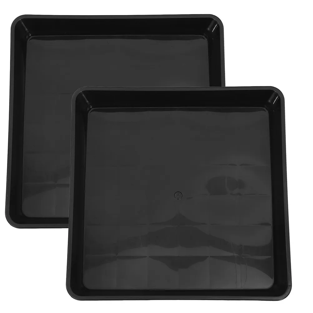 Lot de 2 soucoupes carrées épaissies en plastique pour pots de fleurs, idéales pour la collecte d'eau en intérieur et extérieur, pour jardins et plantes succulentes