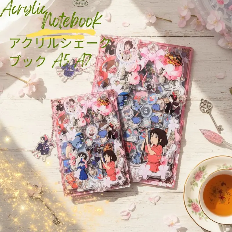 Acrylic shaker book A5 A7 Spirited Away writing diary collection portable school office creative stationery friend cute gift