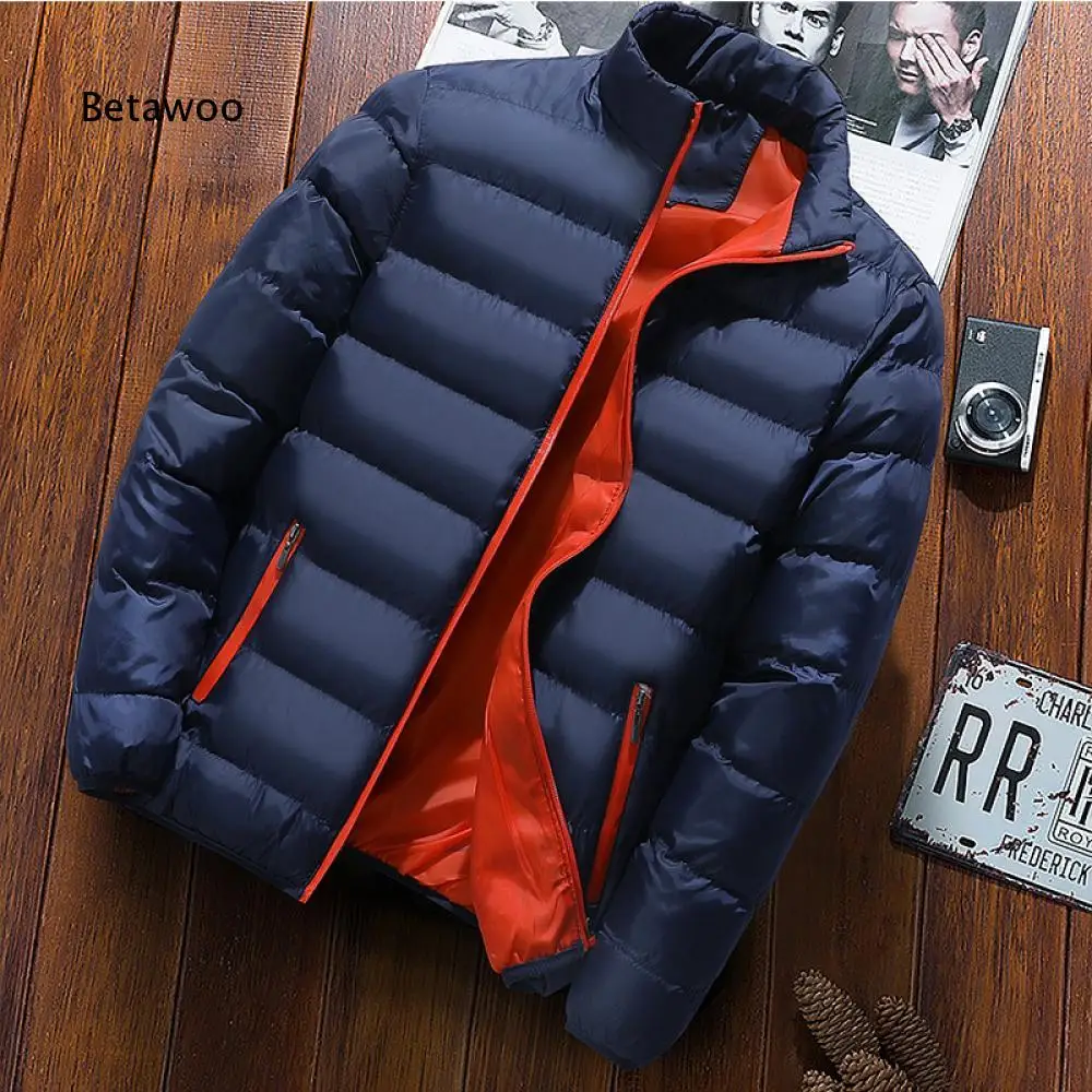Warm Padded Jacket For Men Stand Collar Full Zip Design With Side Zipper Pockets For Autumn Winter Multiple Occasion Wear