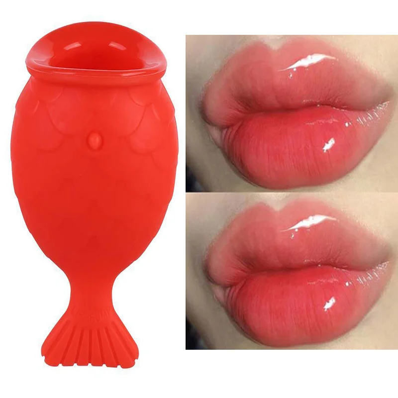 

Fish Lip Plumper Lip Enhancer Soft Silicone Lip Enhancer Crystal Glorious Manual Pressing Device Lasting Glossy Plumper Tool