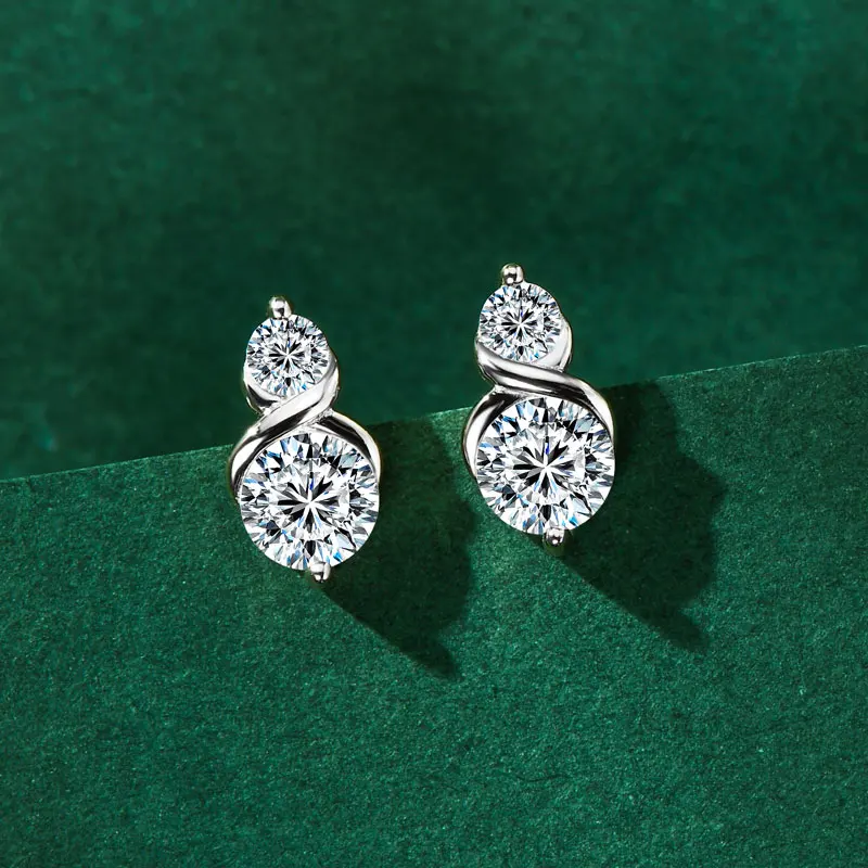 

Серьги-гвоздики с круглыми муассанитами 5 мм и 3 мм для женщин, из настоящего серебра 925 пробы с позолотой 18 карат, высококачественные ювелирные изделия