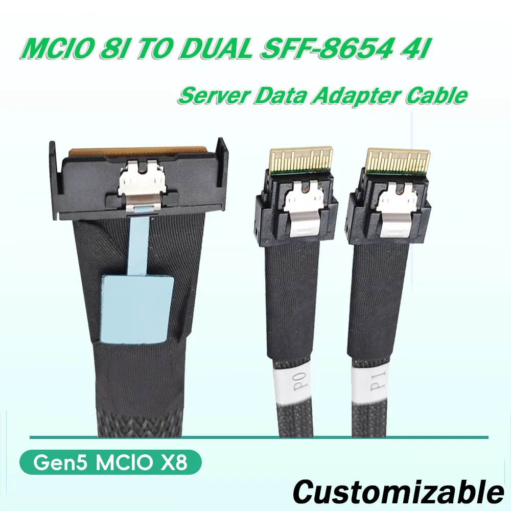 

ПК Gen5 MCIO X8 Slim SAS MCIO 8i, двойной адаптер для передачи данных сервера, настраиваемый кабель Oculink SATA 8087 дюйма