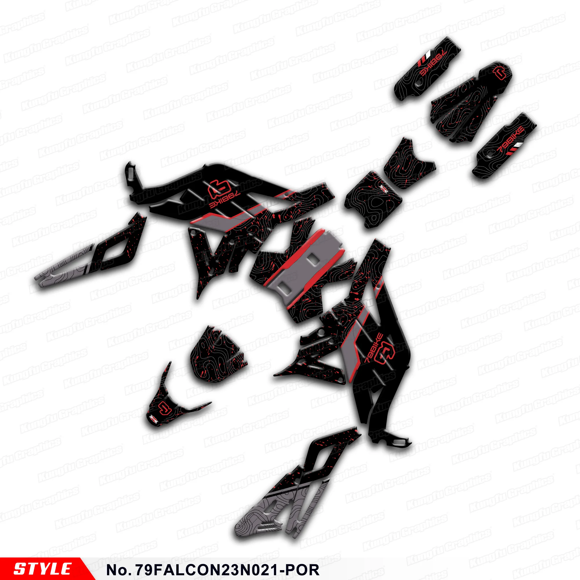 

JY RACING Adhesive Sticker Motorcycle Decals for 79BIKE 79 Bike Falcon Pro Electric Dirt Bike, Rebuild, 79FALCON23N021-POR