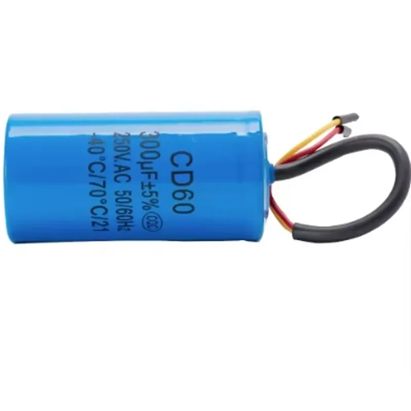 CD60 300uF 250V AC Starting Capacitor For Heavy Duty Electric Motor Air Compressor Two Wires
