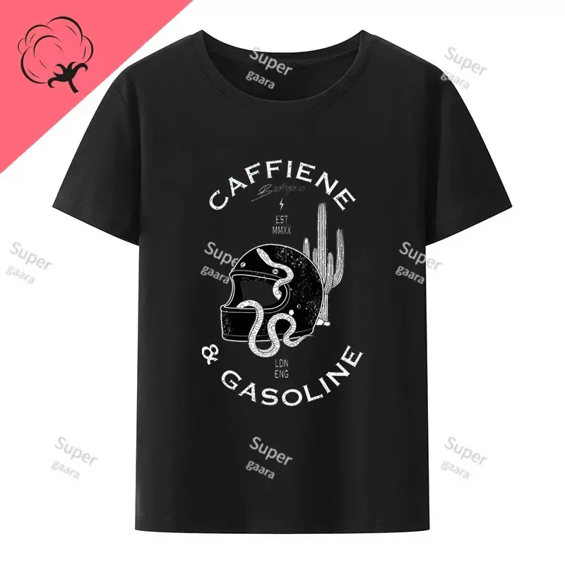 

Caffeine & Gasoline Theme 100%Cotton Tshirts for Men Dedicated Women's T-shirt Streetwear Short Sleeve Tee Woman Gym Clothing