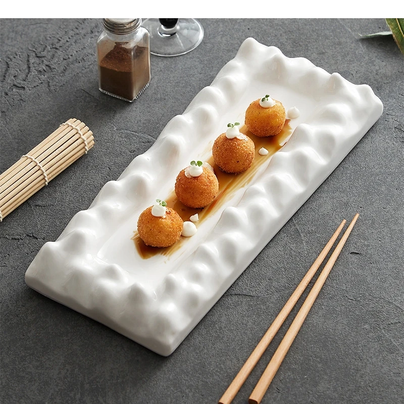 

Mountain Rectangular Dessert Plate Restaurant Food Decoration Display Ceramic Cooking Dishes Kitchen Utensils