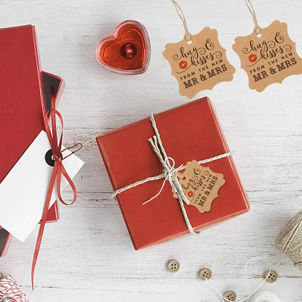 

100Pcs Kraft Paper Hanging Gift Tags Packaging Decor Labels for Wedding Party DIY Gift Bags Favor Tags Hanging Pendant