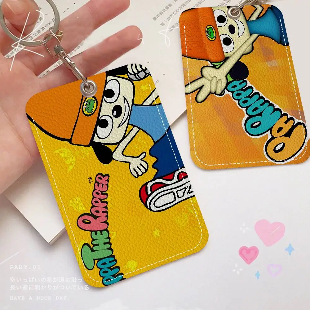 Klassisches Spiel P-Parappa T-The R-Rapper 1 Stück Zugangskartenetui Leder Kartenhalter Schlüsselanhänger Schlüsselanhänger Türzugangsanhänger Ausweis