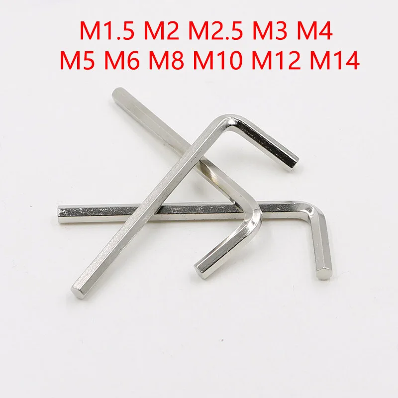 1/2/5Pcs Nickelage Allen Screw Wrench M1.5 M2 M2.5 M3 M4 M5 M6 M8 M10 M12 Hexagon Allen Key Wrench