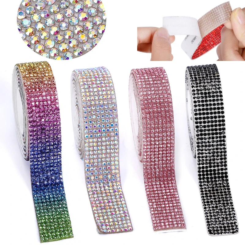 Self Adhesive Crystal Rhinestone Diamond Ribbon Glitter Rhinestones Sticker for Decoration Car DIY Arts Crafts Wedding Party