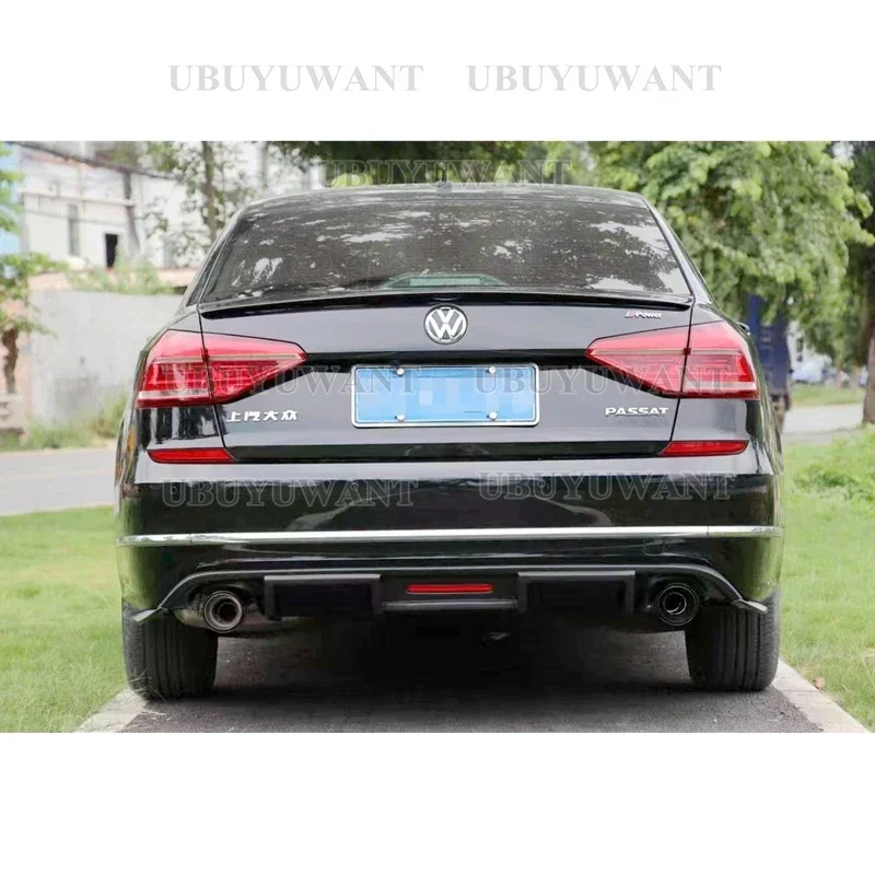 For Volkswagen Passat B7 2017-2018 ABS Black Rear Bumper Lip Trunk Spoiler Rear Diffuser Protector Car Styling view 2