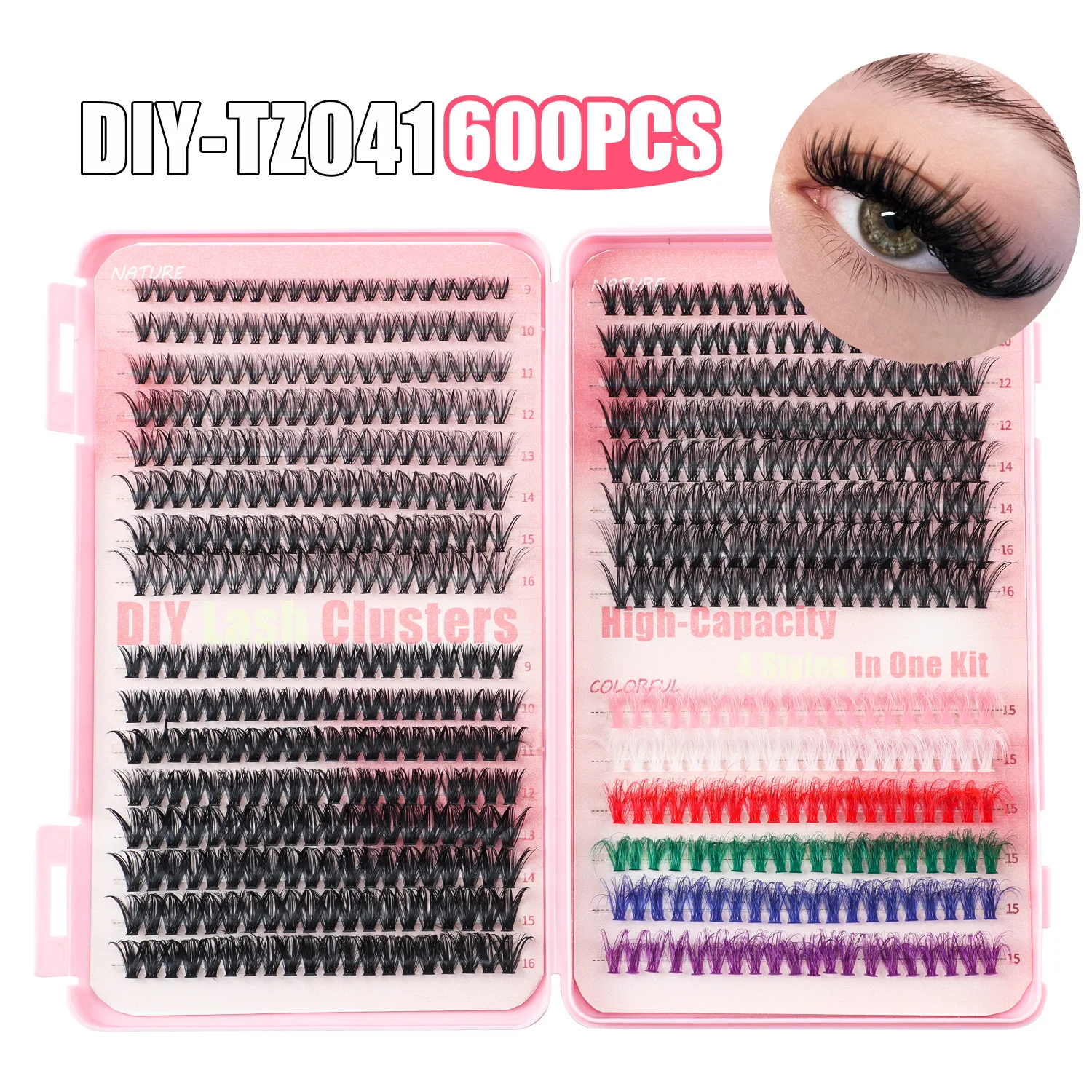 392/600Cluster Eyelashes Colorful False Eyelashes Halloween Cosplay DIY Eye Makeup Tool For Women