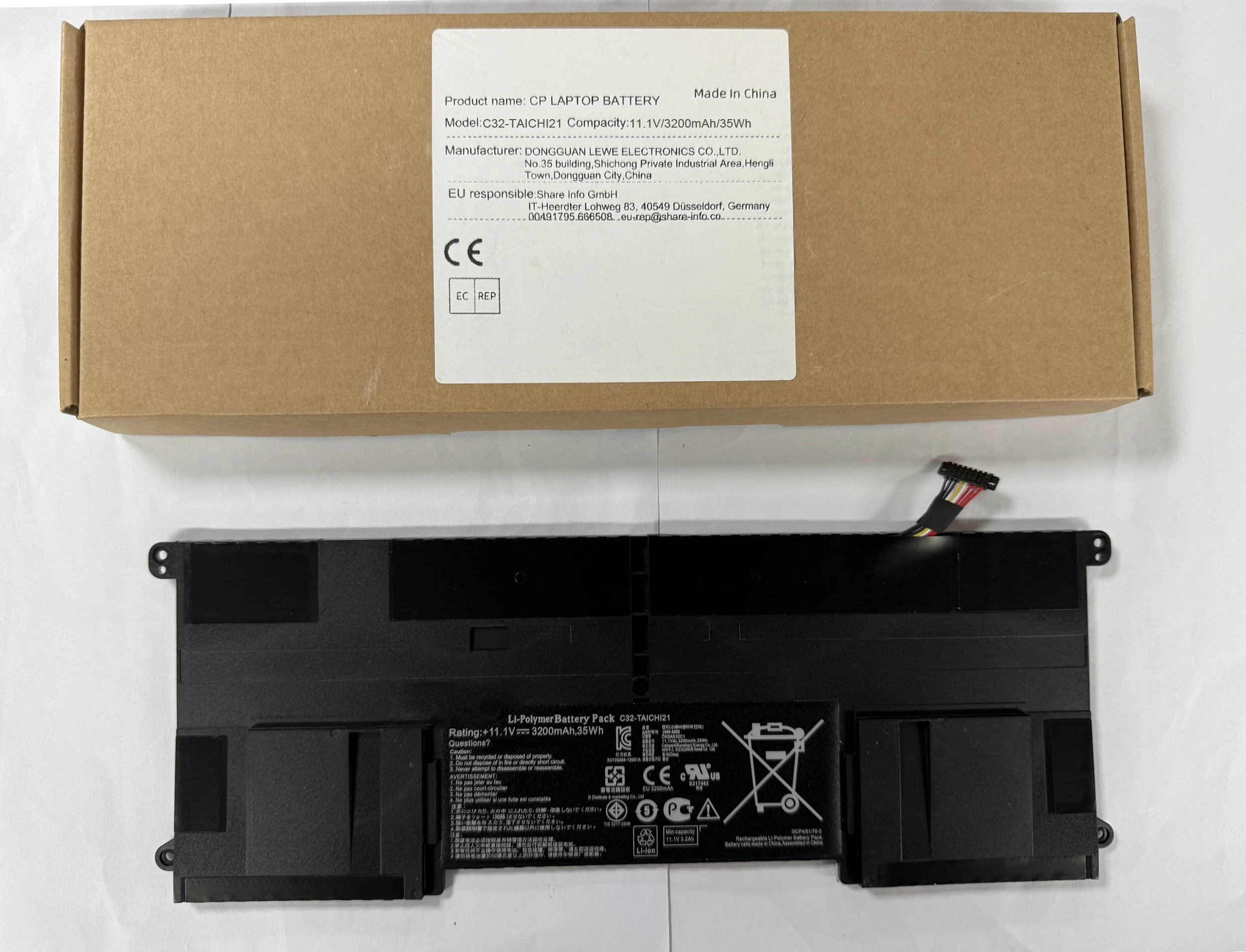 Laptop Battery C32-TAICHI21 11.1V/3200mAh 35Wh For Ultrabook TAICHI21 TAICHI 21 C32-TAICHI 21 CKSA332C1 Inside Super Notebook