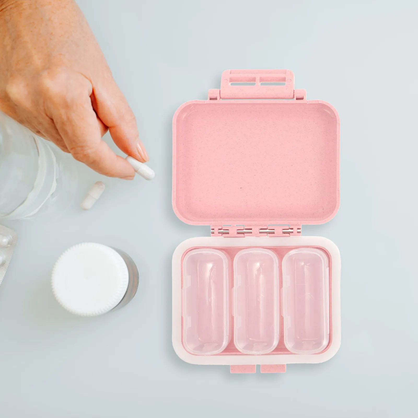 

3Pcs Multi-Grid Medicine Organizer Portable Compact Pill Case Travel Storage Daily Use Convenient Medicine Case Wear-Resistant