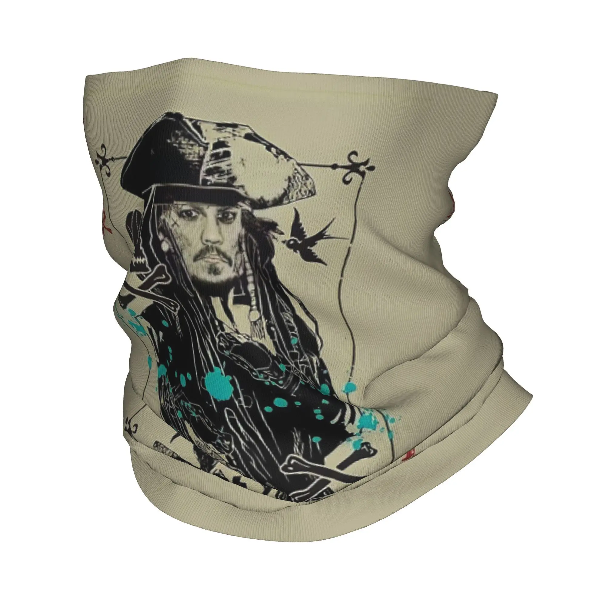 

Card Jack Sparrow Pirates of the Caribbean Johnny Depp Bandana Neck Gaiter Printed Mask Scarf Multi-use Headband Running